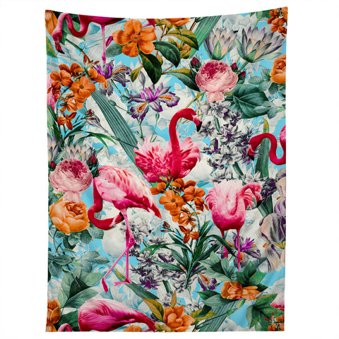 Burcu Korkmazyurek Floral and Flamingo VII Tapestry