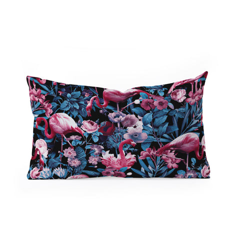 Burcu Korkmazyurek Floral and Flamingo VIII Oblong Throw Pillow