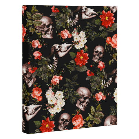 Burcu Korkmazyurek Floral and Skull Pattern Art Canvas