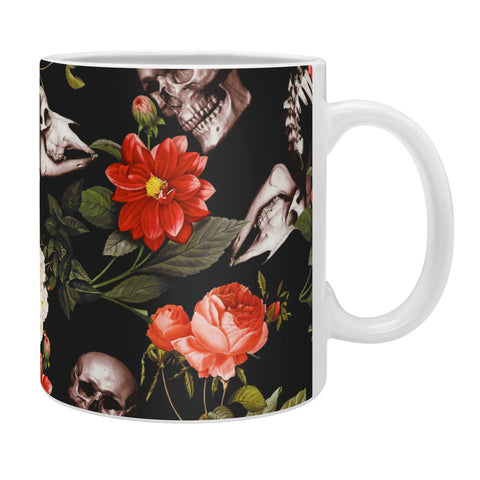 Burcu Korkmazyurek Floral and Skull Pattern Coffee Mug