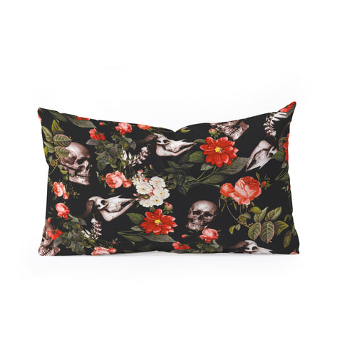 Burcu Korkmazyurek Floral and Skull Pattern Oblong Throw Pillow