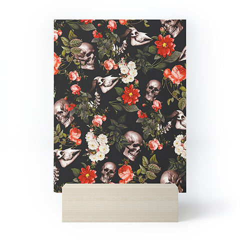 Burcu Korkmazyurek Floral and Skull Pattern Mini Art Print