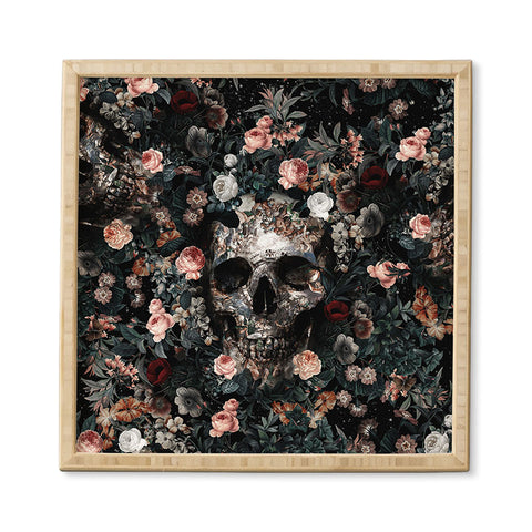 Burcu Korkmazyurek Skull and Floral Pattern Framed Wall Art
