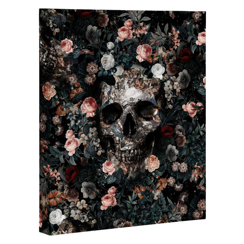 Burcu Korkmazyurek Skull and Floral Pattern Art Canvas