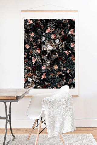 Burcu Korkmazyurek Skull and Floral Pattern Art Print And Hanger