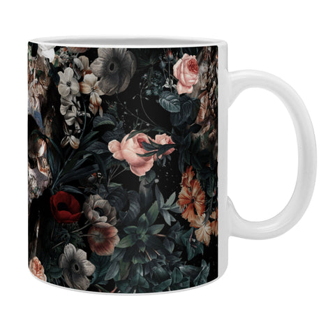 Burcu Korkmazyurek Skull and Floral Pattern Coffee Mug