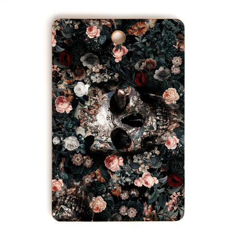 Burcu Korkmazyurek Skull and Floral Pattern Cutting Board Rectangle