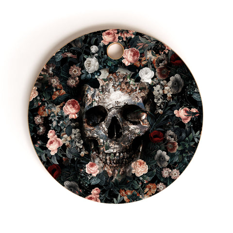 Burcu Korkmazyurek Skull and Floral Pattern Cutting Board Round