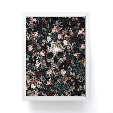 Burcu Korkmazyurek Skull and Floral Pattern Framed Mini Art Print