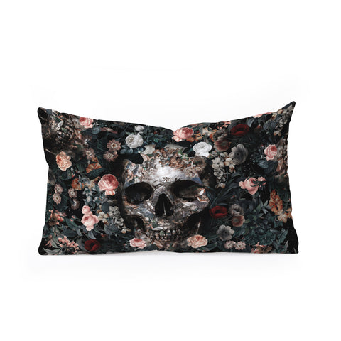 Burcu Korkmazyurek Skull and Floral Pattern Oblong Throw Pillow
