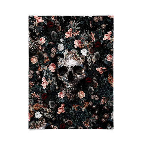 Burcu Korkmazyurek Skull and Floral Pattern Poster