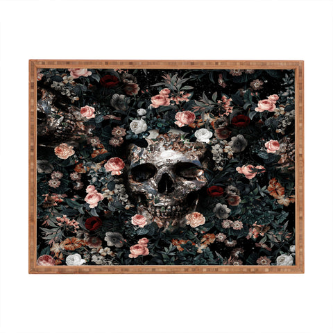 Burcu Korkmazyurek Skull and Floral Pattern Rectangular Tray