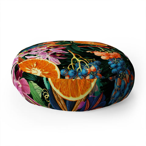 Burcu Korkmazyurek Tropical Orange Garden Floor Pillow Round