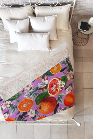Burcu Korkmazyurek Vintage Fruit Pattern X Fleece Throw Blanket