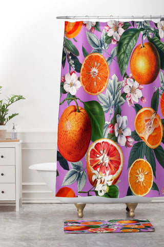 Burcu Korkmazyurek Vintage Fruit Pattern X Shower Curtain And Mat