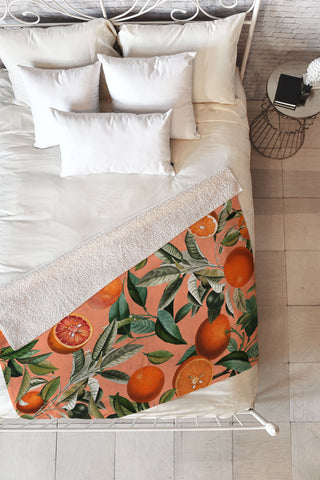 Burcu Korkmazyurek Vintage Fruit Pattern XII Fleece Throw Blanket