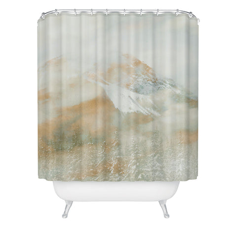Caleb Troy Banff Gold Painted Christmas Shower Curtain