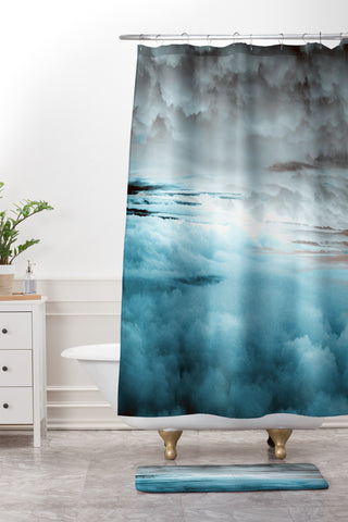 Caleb Troy Glacier Painted Clouds Shower Curtain And Mat