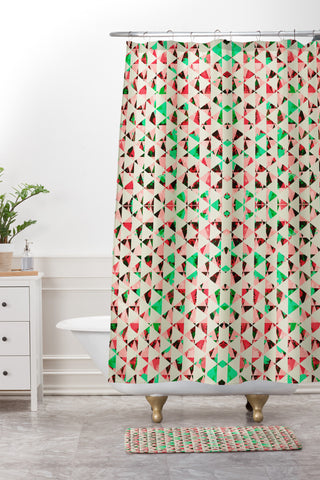 Caleb Troy Holiday Tone Shards Shower Curtain And Mat