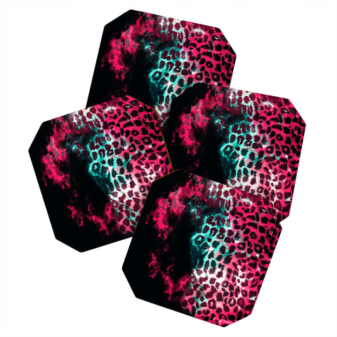Caleb Troy Leopard Storm Pink Coaster Set