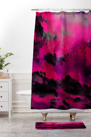 Caleb Troy Raspberry Storm Clouds Shower Curtain And Mat