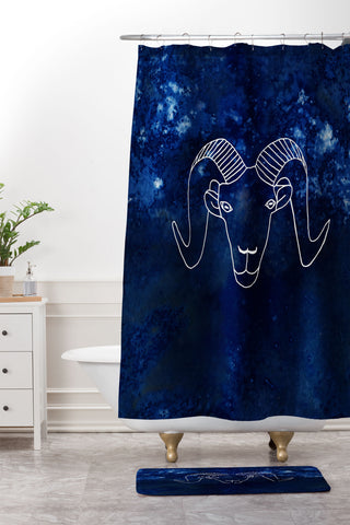 Camilla Foss Astro Aries Shower Curtain And Mat
