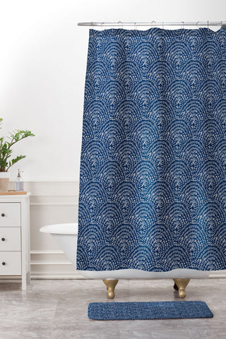 Camilla Foss Circles in Blue III Shower Curtain And Mat
