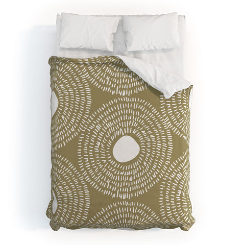 Camilla Foss Circles in Olive II Duvet Cover