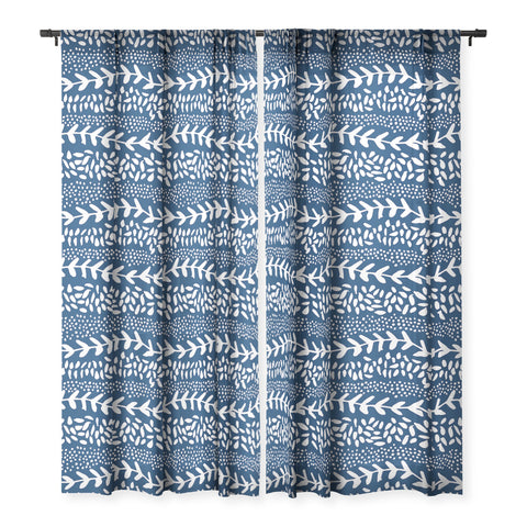Camilla Foss Harvest Blue Sheer Window Curtain