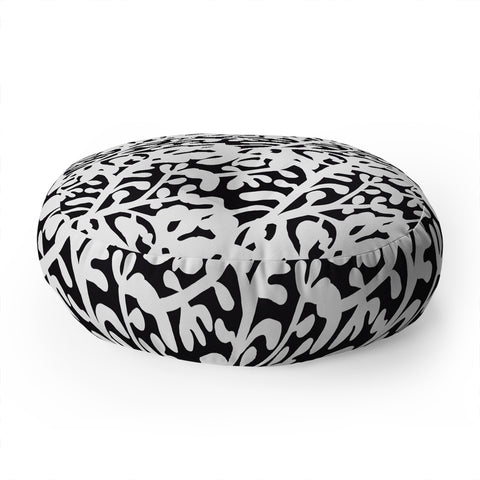 Camilla Foss Lush Rosehip Black White Floor Pillow Round