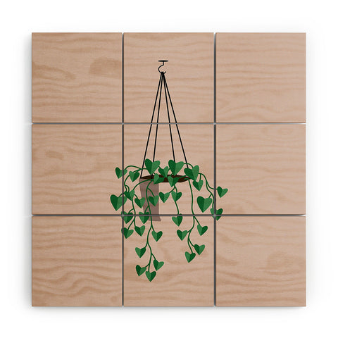 camilleallen hanging house plant Wood Wall Mural