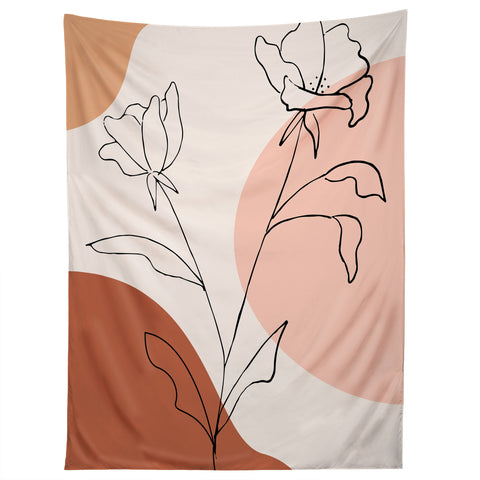 camilleallen Poppies line drawing Tapestry