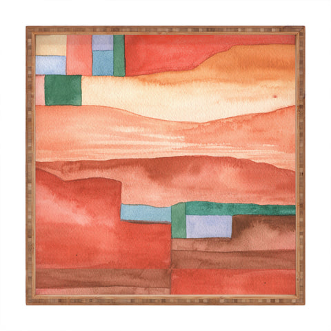 Carey Copeland Abstract Desert Landscape Square Tray
