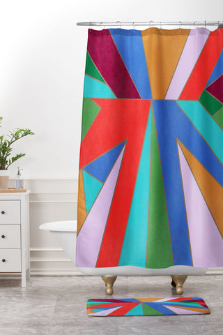Carey Copeland Abstract Geometric Shower Curtain And Mat