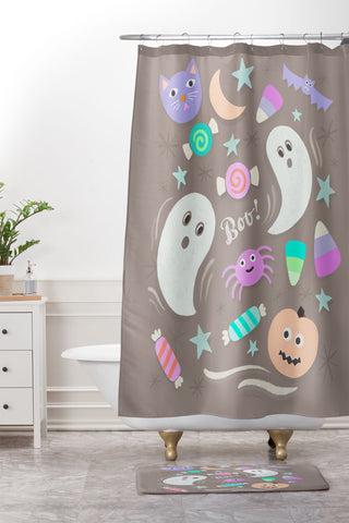 Carey Copeland Halloween in Pastels Shower Curtain And Mat
