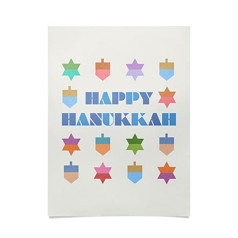 Carey Copeland Happy Hanukkah Dreidels Star Poster