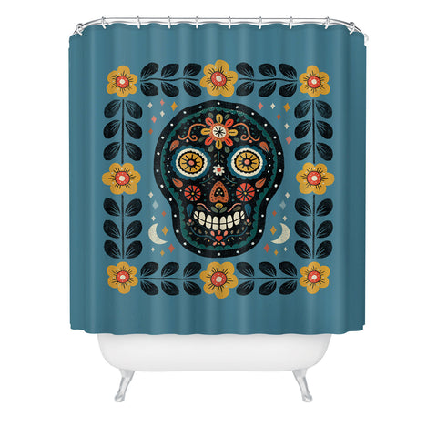 Carey Copeland Happy Haunting Day of Dead Shower Curtain