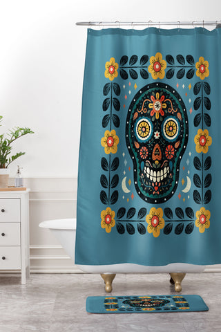 Carey Copeland Happy Haunting Day of Dead Shower Curtain And Mat