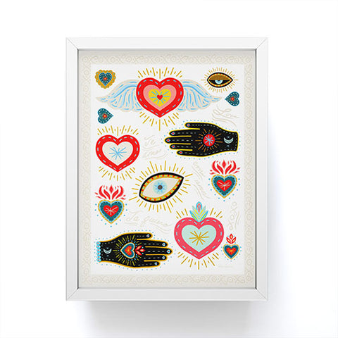 Carey Copeland Milagro Love Hearts White Framed Mini Art Print