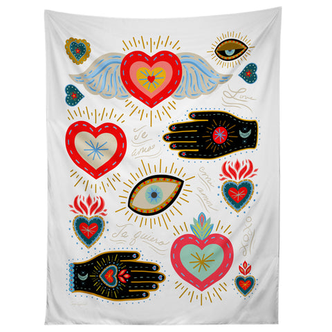 Carey Copeland Milagro Love Hearts White Tapestry