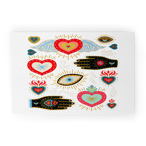 Carey Copeland Milagro Love Hearts White Welcome Mat