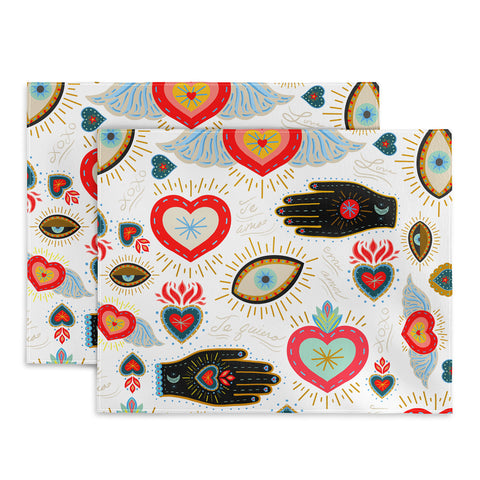 Carey Copeland Milagro Love Hearts White Placemat