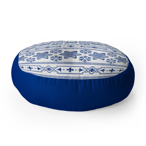 Caroline Okun Deep Blue Snowdrift Floor Pillow Round