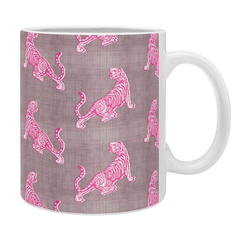 Caroline Okun Leaping Pink Tigers Coffee Mug