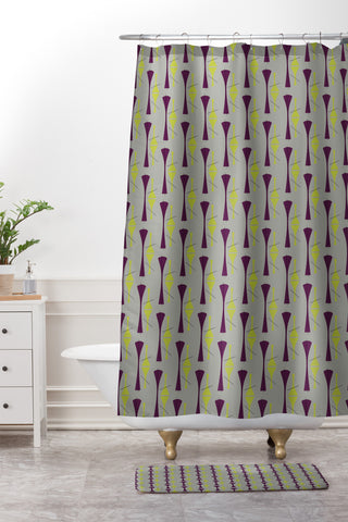 Caroline Okun Mid Century Chartreuse Shower Curtain And Mat
