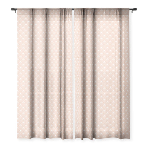 Caroline Okun Pale Pink Spring Bulbs Sheer Window Curtain