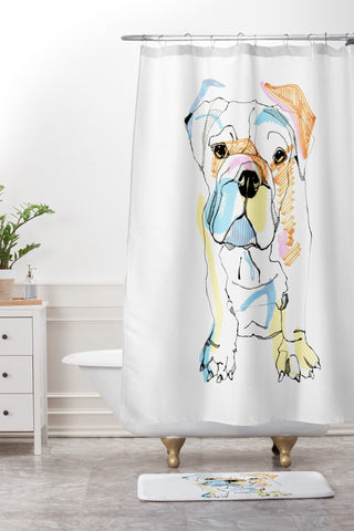 Casey Rogers Bulldog Color Shower Curtain And Mat