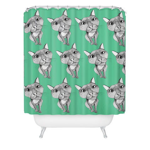 Casey Rogers Cat Repeat Shower Curtain
