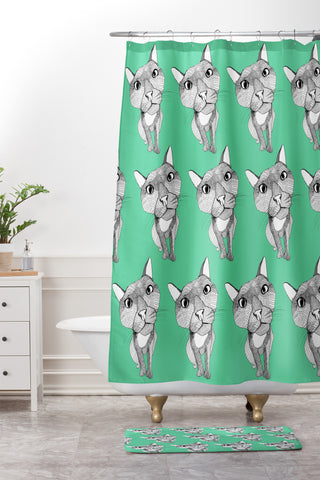 Casey Rogers Cat Repeat Shower Curtain And Mat