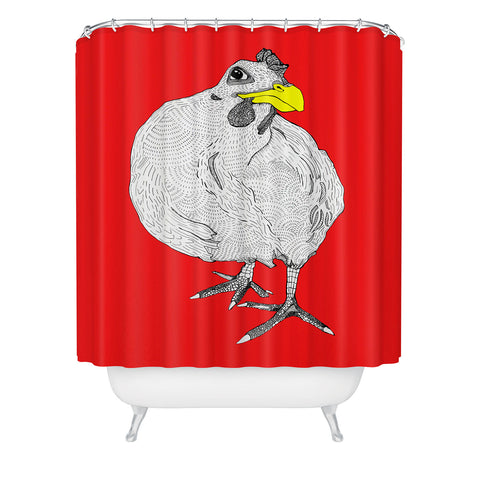 Casey Rogers Chicken Yellow Shower Curtain